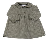 Šedo-černo-hnědé kostkované šaty s límečkem Zara