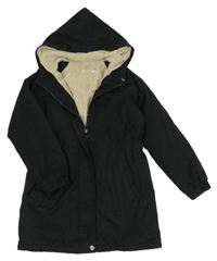 Černá šusťáková zateplená parka s kapucí Shein