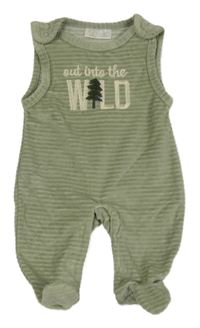 Zelené žebrované sametové dupačky se stromkem