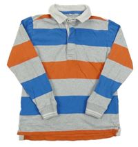 Šedo-modro-cihlové pruhované polo triko M&S