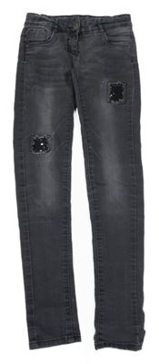Tmavošedé teplákové skinny rifle s flitry Tom Tailor