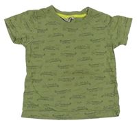 Khaki vzorované tričko s krokodýly Ergee