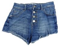 Modré riflové kraťasy s knoflíky Denim Co.