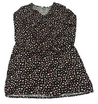 Černo-starorůžové květované lehké šaty Primark