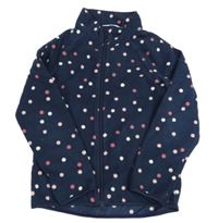 Tmavomodrá fleecová puntíkatá propínací mikina H&M