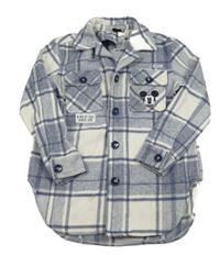 Bílo-modrá kostkovaná košilová bunda s Mickeym Primark