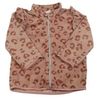 Starorůžová leopardí fleecová propínací mikina H&M