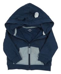 Petrolejovo-modrá propínací mikina s kapucí 