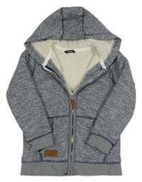 Tmavomodrá melírovaná zateplená propínací mikina s kapucí George