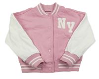 Růžová baseballová mikina s bílými rukávy Matalan