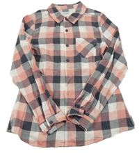 Růžovo-šedá kostkovaná halenka 