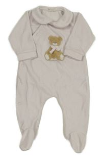 Světlerůžový sametový overal s medvědem a límečkem 