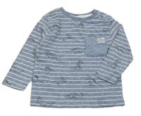 Modro-bílé pruhované triko s dinosaury S. Oliver