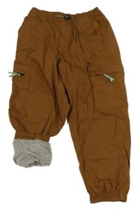 Hnědé podšité šusťákové cuff kalhoty s kapsami H&M