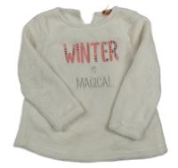 Smetanová plyšová mikina s nápisem 