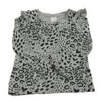 Šedo-černé leopardí triko s volánky C&A