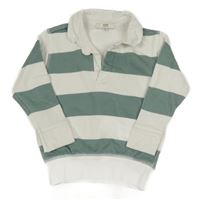 Bílo-zelená pruhovaná mikina s límečkem Peacocks