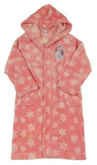 Růžový vzorovaný chlupatý župan s Frozen a kapucí C&A