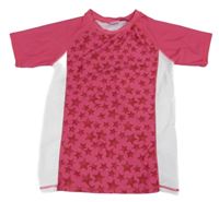 Růžovo-bílé UV tričko s palmami Alive