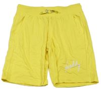 Žluté bavlněné kraťasy s nápisem 