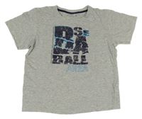 Šedé melírované tričko s nápisem alive