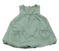 Zelené šusťákové lehké šaty s kapsami 