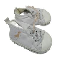 Bílé plátěné capáčky s žirafou