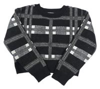 Černo-stříbrný kostkovaný crop svetr Primark