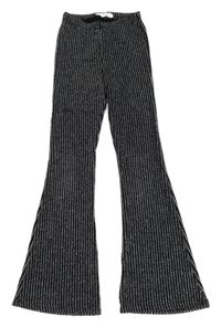 Černo-stříbrné flare legíny Matalan