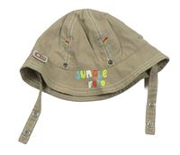 Béžová plátěný klobouk s nápisem