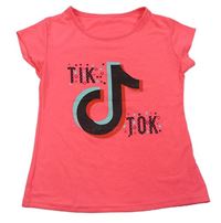 Neonově růžové tričko s logem TikTok