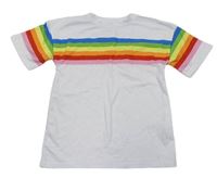 Bílé tričko s barevnými pruhy Next