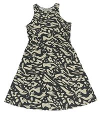 Antracitovo-béžové vzorované bavlněné šaty H&M