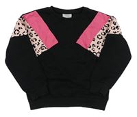 Černo-růžová mikina s leopardím vzorem Matalan