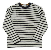 Bílo-tmavomodrý pruhovaný svetr H&M