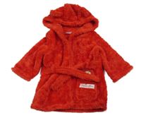 Červený chlupatý župan s Paddingtonem a kapucí 