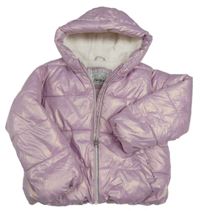 Lila šusťáková lesklá zimní bunda s kapucí Tu