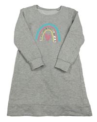 Světlešedé teplákové šaty s duhou Lily & Dan