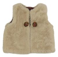 Béžová kožešinová podšitá vesta s bambulemi Zara