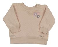 Světlerůžová prošívaná mikina s květy Dopodopo