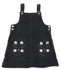 Tmavošedé laclové manšestrové šaty s medvídky George