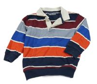 Tmavomodro-bílo-červená pruhovaná mikina s límečkem Nutmeg