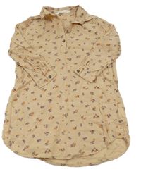 Béžové květované košilové šaty H&M