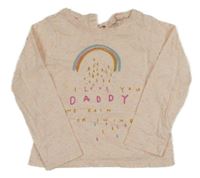 Neonově růžovo-žluté melírované triko s duhou a nápisy Next