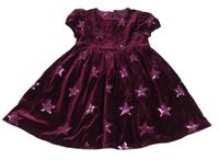 Vínové sametové šaty s hvězdami 