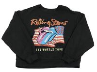 Černá crop mikina s potiskem - The Rolling Stones