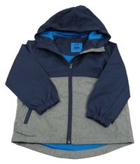 Tmavomodro-šedá šusťáková jarní bunda s kapucí Kiki&Koko