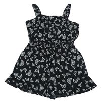 Černý kraťasový overal s motýlky New Look