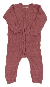 Růžový vzorovaný pletený overal Sinsay