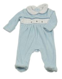 Světlemodro-bílý sametový overal s loďkami M&S